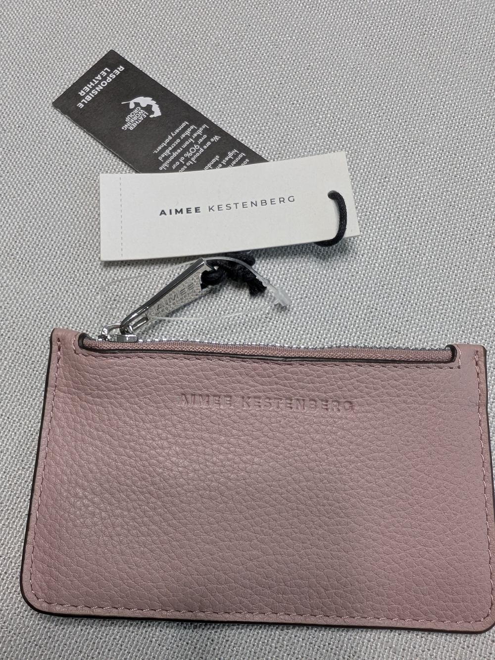 Aimee Kestenberg Mauve Pebble Leather Card Holder